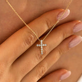 Turandoss Dainty Gold Cross Necklaces for Women Trendy, Diamond Necklace Hypoallergenic, Gold Jewelry for Women, Birthday Gifts for Her, 16+2.5in Gold