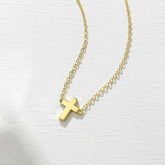 Gold Tiny Cross Choker Necklace for Women