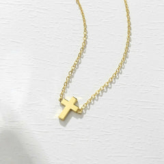 Gold Tiny Cross Choker Necklace for Women