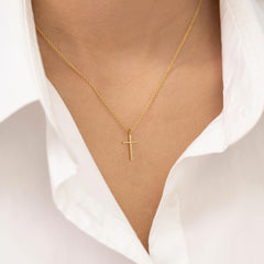 Gold Silver Cross Necklace for Women