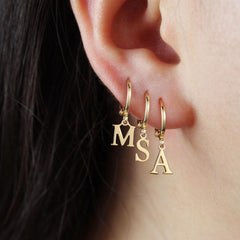 Turandoss 18K Gold Huggie Hoop Earrings for Girls Women - 1Pair Dainty Initial Cartilage Dangle Drop Earring Hypoallergenic, Christmas Gifts for Girls