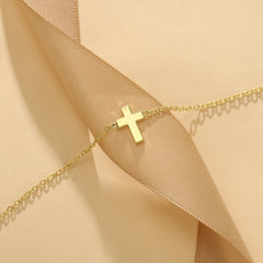 Gold Tiny Cross Choker Necklace for Women