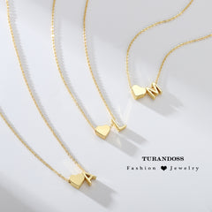18K Real Gold Plated Heart Initial Necklace