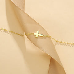 Gold Sideway Cross Choker Necklace for Women