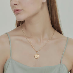 Turandoss Initial Necklace for Mom, Gold Plated Paperclip Chain Choker
