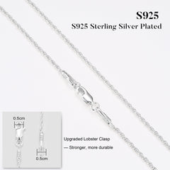 Turandoss Silver Chain Necklace for Women men, 1.35mm Twisted Rope Silver Chain Shiny Sturdy Hypoallergenic, Dainty Jewelry for Women Men, 16-24 In