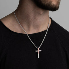 Turandoss 2Pcs Baseball Cross Necklace for Men Boys - Black Silver Stainless Steel Bible Verse Cross Pendant Necklaces, Gifts for Men, Chain 20 inch
