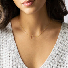 Layered Gold Dainty Cross Necklace for Women