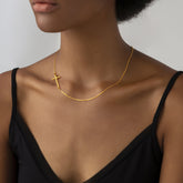 Gold Sideway Cross Necklace for Women