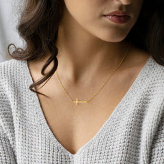 Layered Gold Dainty Cross Necklace for Women