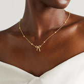 Turandoss Bow Necklace for Girls Women-Tiny Pendant Chain Trendy Jewelry Gift