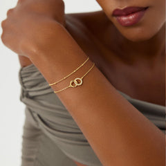 Turandoss 18K Gold Link Bracelets for Women Girls, Dainty Interlocking Circles Layered Bracelet, Birthday Gifts, Valentine's Day Gifts for Women