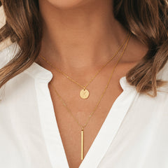 14K Gold Plated Personalized Dainty Layered Initial Letter Pendent