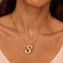 Chunky Gold Bubble Letter Necklace