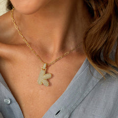 Gold Balloon Letter Necklace for Women