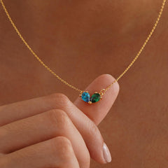 Turandoss 2PCS Birthstone Necklace for Women - Dainty 18K Gold Chain Birthstone Pendant Necklace, Gold Birthday Jewelry for Women, 16+2.5Inches