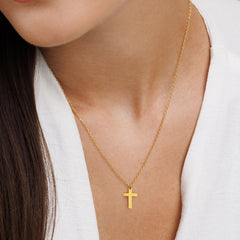 Layered Gold Tiny Dainty Cross Necklace for Women
