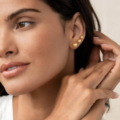 Turandoss 6Pairs Gold Silver Pearl Flat Back Stud Earrings for Women Men - S925 Sterling Silver Post Hypoallergeni Cartilage Earring, Christmas Gifts