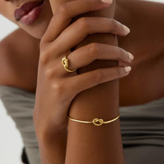 Turandoss Knot Cuff Bangle Bracelets for Women Girls, 18K Gold Adjustable Open Bracelet, Birthday Gifts, Valentine's Day Gifts for Women Wife Mom
