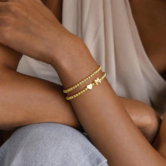 Turandoss Gold Plated Heart Initial Bracelets for Women Girls, Layered Beaded Bracelet for Kids, Graduation Gifts for Women, Girls, 2026, 7Inches