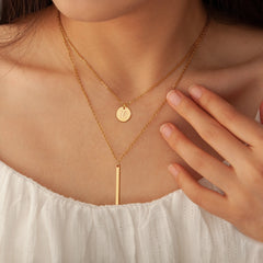 14K Gold Plated Personalized Dainty Layered Initial Letter Pendent