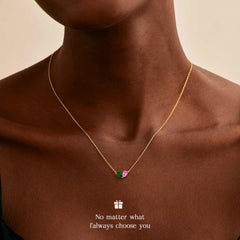 Turandoss 2PCS Birthstone Necklace for Women - Dainty 18K Gold Chain Birthstone Pendant Necklace, Gold Birthday Jewelry for Women, 16+2.5Inches