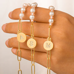 Initial Pearl Bracelets for Teen Girls