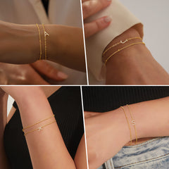 Gold Initial Bracelets for Women Girls