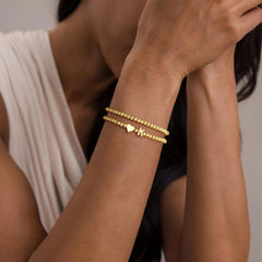 Turandoss Gold Plated Heart Initial Bracelets for Women Girls, Layered Beaded Bracelet for Kids, Graduation Gifts for Women, Girls, 2026, 7Inches