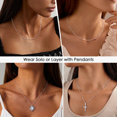 Turandoss S925 Sterling Silver Chain Necklace for Women Girls, 0.8mm Satellite Bead Box Chains, Jewelry, Graduation Gifts for Women, Girls, 2026