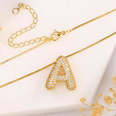 Chunky Gold Bubble Letter Necklace