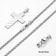 Turandoss 2PCS Cross Necklace for Men Boys- Silver Black Stainless Steel Pendant Necklaces, Birthday Gift, Surprise Valentine's Day Gifts from Wife