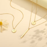 14K Gold Plated Personalized Dainty Layered Initial Letter Pendent