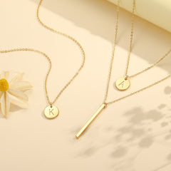 14K Gold Plated Personalized Dainty Layered Initial Letter Pendent