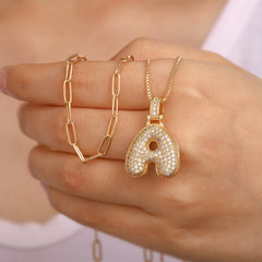 Bubble Initial Necklace Gold Bubble Letter A Initial Necklaces for Women