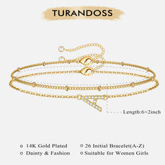 Gold Initial Bracelets for Women Girls