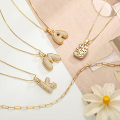 Bubble Initial Necklace Gold Bubble Letter A Initial Necklaces for Women