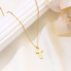 Layered Gold Tiny Dainty Cross Necklace for Women