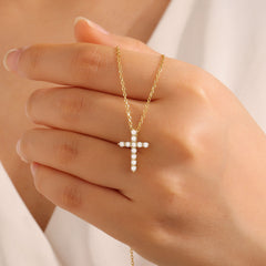 Turandoss S925 Sterling Sliver Cross Necklace for Women Girls, Moissanite Cross Pendant Women Necklaces, Birthday Gifts, Valentine's Day Gift for Mom