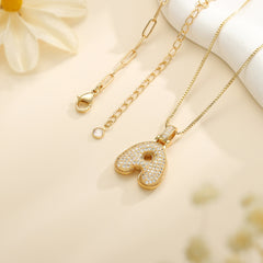 Bubble Initial Necklace Gold Bubble Letter A Initial Necklaces for Women