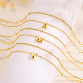 Dainty 18K Real Gold Plated Layered Letter Initial Bracelets