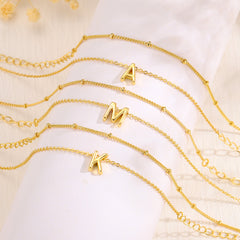 Dainty 18K Real Gold Plated Layered Letter Initial Bracelets