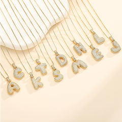 Bubble Initial Necklace Gold Bubble Letter A Initial Necklaces for Women