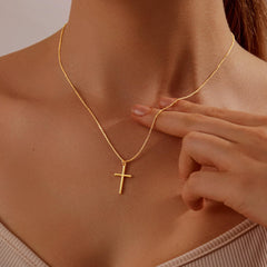 Turandoss 14K Gold Plated Cross Necklace for Women Girls - Danity Pendant Girls Necklaces, Birthday Valentine's Day Gifts for Women, 18+2.5in, Gold