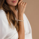 Turandoss Tennis Bracelet for Women Dainty 14K Gold Plated Cubic Zirconia Tennis Bracelet for Women Classic Round Cubic Zirconia Bracelets Prom Bracelets Jewelry Wedding Gift for Women