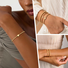 Turandoss Bow Bracelets for Women Jewelry Gifts Dainty 14K Gold Plated Bow Beaded Bracelets Stackable Heart Bead Bracelet Set Gold Round Ball Bracelet Jewelry Gifts for Women Trendy