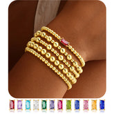 Turandoss 18K Gold Layered Beaded Bracelets for Women Girls, Dainty December Birthstone Bracelet Set, Birthday Gift, Valentine's Day Gifts for Women