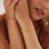 Turandoss Initial Bracelet Beaded Bow Bracelets for Women 14K Gold Plated Letter A Bracelet for Women Trendy Charm Stretch Bracelets Womens Bow Jewelry Personalized Birthday Gifts