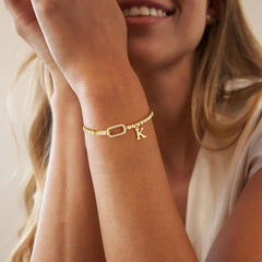 Turandoss Initial Bracelet Bracelets for Women 14K Gold Plated Cubic Zirconia Interlock Circles Letter A Initial Bracelet for Women Stretch Beaded Bracelets Jewelry Birthday Gifts