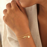 Turandoss Initial Bracelet Dainty 14K Gold Plated Knot Heart Disc Letter A Initial Bracelet Layered Link Charm Bracelets for Women Jewelry Birthday Gifts